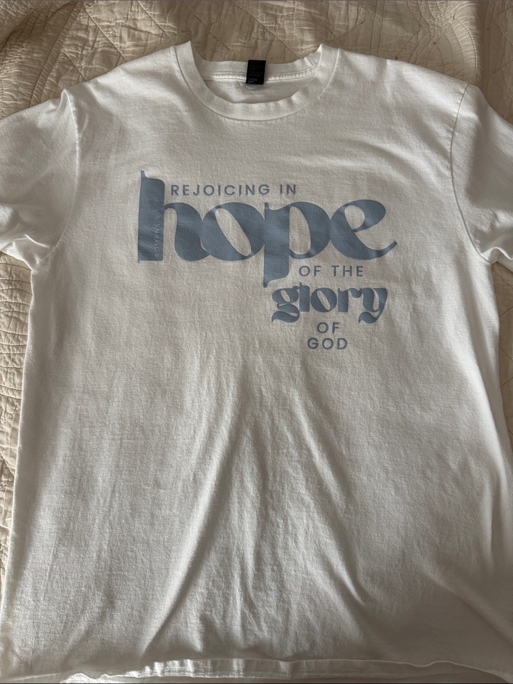 Port and Company White Long Sleeve Tee with Light Blue 'Hope' Graphic